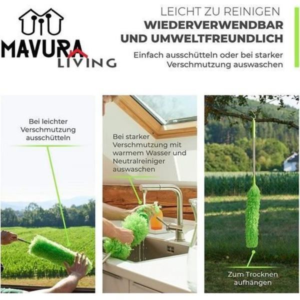 MAVURA duster »MAVURALiving XXL teleskopisk dammfångare dammfångare dammtorkare dammmagnet bi dammtorkare