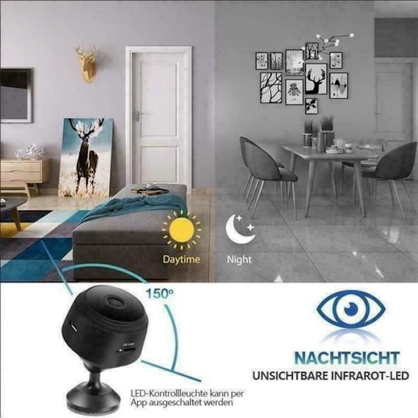 MAVURA » Rheinwing 1080p WiFi magnetisk minikamera spionkamera fuld HD overvågningskamera mini IP kamera HD netværkskamera