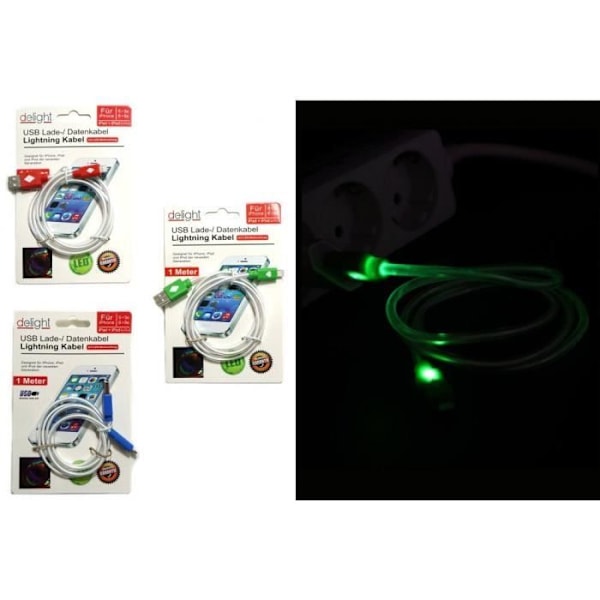 Färgglad LED USB-laddningskabel för Apple iPhone iPad 1m - Diverse - Ljuskabel - Slumpmässig färg