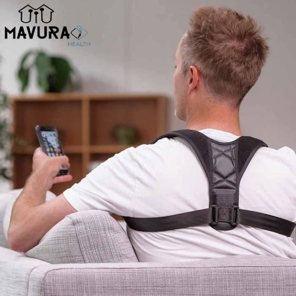 Rygstøtte - MAVURA - FITBACK PRO™ - Posture corrector - Optimal komfort - Åndbart materiale Svart