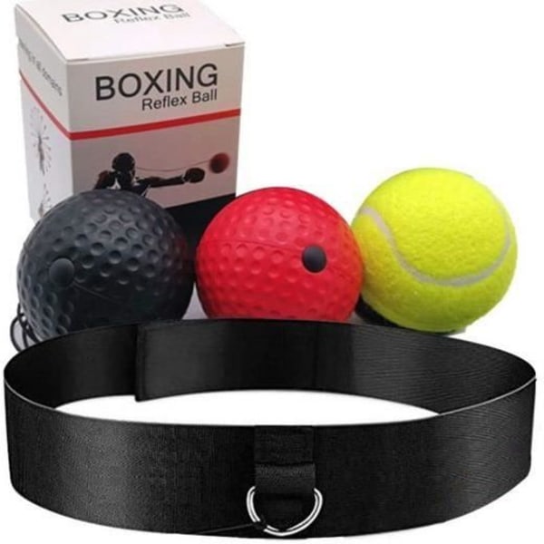 Reflexboll - MAVURA - Set med 3 bollar - Justerbart pannband - Koordinationsträning - Blandat Olika