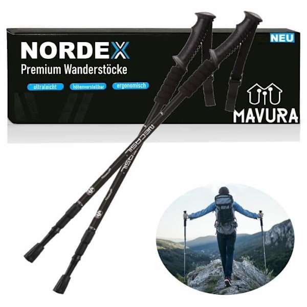 NORDEX vandrestave, vandrestave, teleskop, stavgang, ultralet aluminium