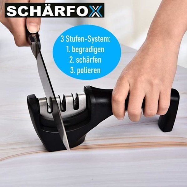 Knivslipare - MAVURA - SCHÄRFOX - 3 nivåer - Ergonomisk - Razor-Sharp Precision