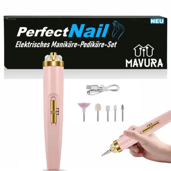 MAVURA manikyr-pedikyrset »PERFECTNAIL elektrisk manikyrset professionell pedikyr nagelklippare elektrisk nagelfilssats«