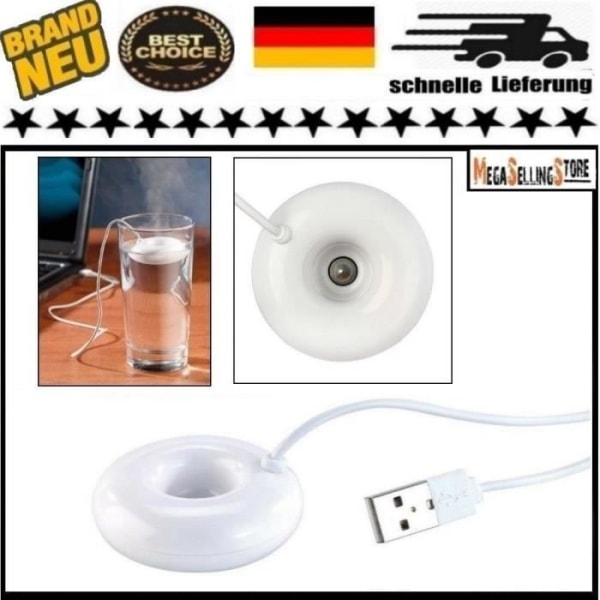 MAVURA USB-befugter Minifugter og aromadiffuser Ultralydsforstøver luftfugter hvid