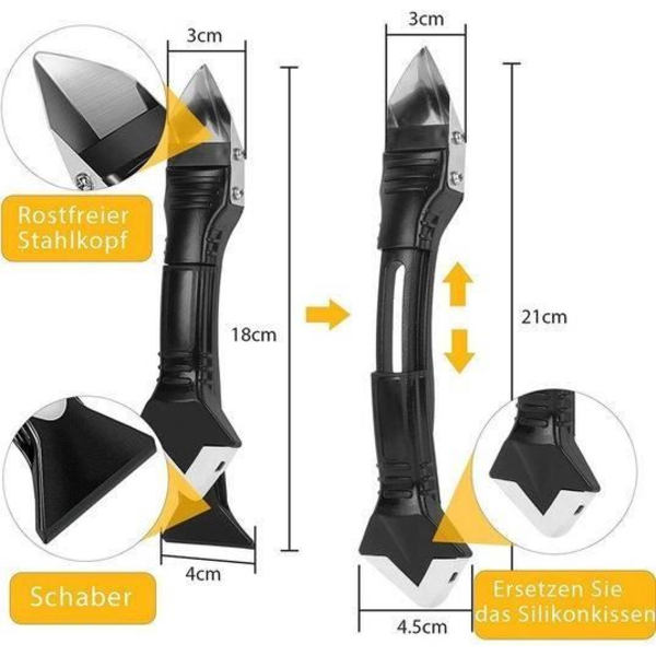 MAVURA fogskrapa - DIVERSE - 3in1 - Silikonbruk - Utbytbara spatlar