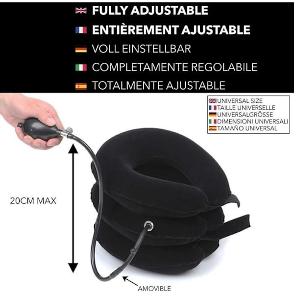 Cervikal kudde - MAVURA - NeckCorrect™ - Uppblåsbar - Justerbar - Bekväm