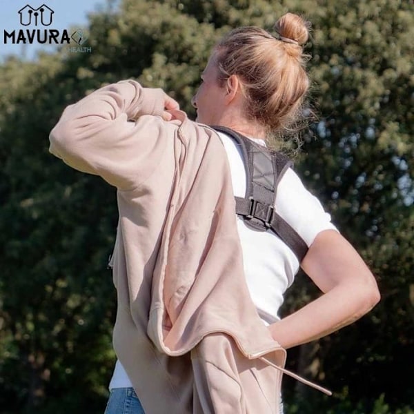 Rygstøtte - MAVURA - FITBACK PRO™ - Posture corrector - Optimal komfort - Åndbart materiale Svart