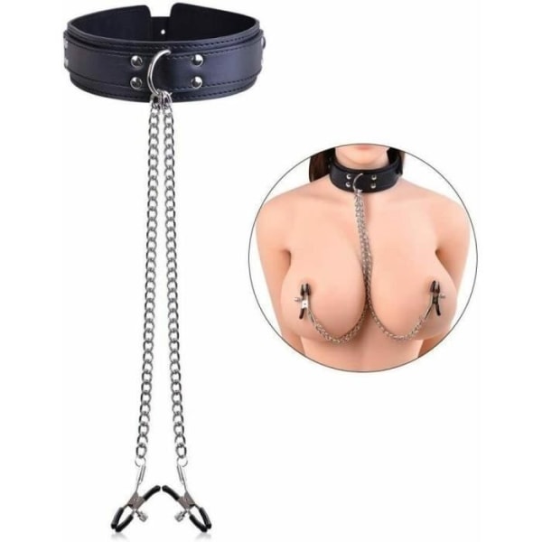 MAVURA Erotiskt Halsband »Justerbar Fetish BDSM Bondage Fetish Nipple Game Clamps Metallkedja Nippelklämmor med krage«
