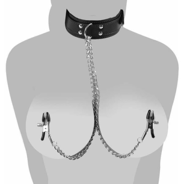 MAVURA Erotiskt Halsband »Justerbar Fetish BDSM Bondage Fetish Nipple Game Clamps Metallkedja Nippelklämmor med krage«