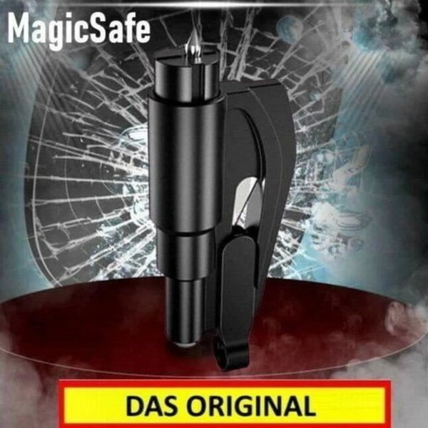 MagicSafe Emergency Hammer - Redningsværktøj med båndskærer og glasknuser - Diverse - Sort