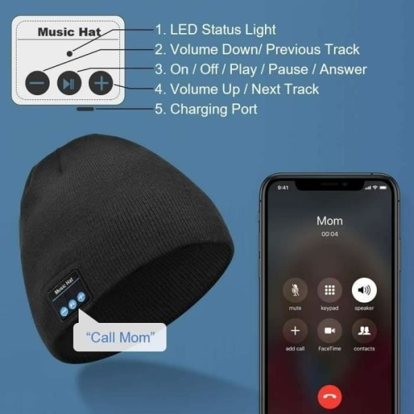 MAVURA Beanie » EVERSEE Trådløs Bluetooth Beanie Headset Vaskbar, håndfri stereoheadset «