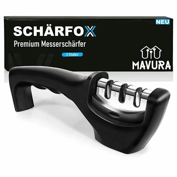Knivslipare - MAVURA - SCHÄRFOX - 3 nivåer - Ergonomisk - Razor-Sharp Precision