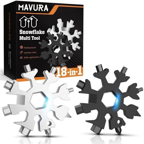MAVURA Multiværktøj »MAVURATools Snowflake 18i1 Multiværktøj Multiværktøj Snefnug Rustfrit stål Multiværktøj Gadget c