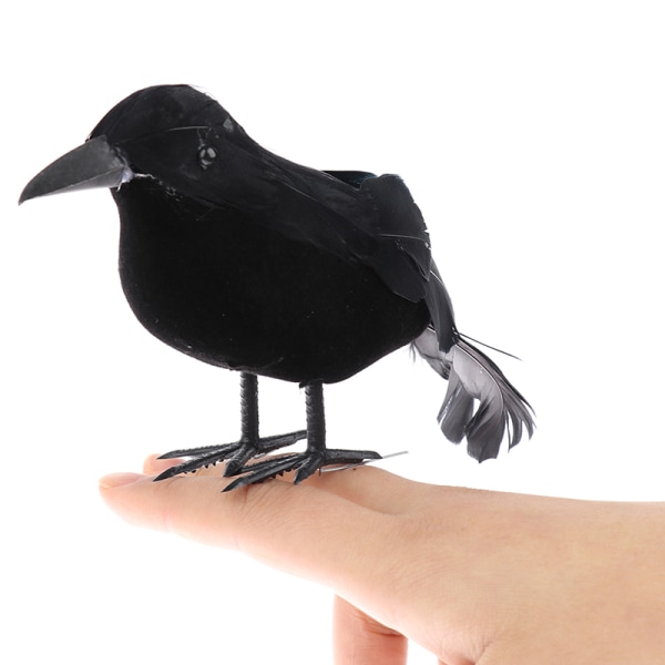 Halloween Black Crow Props Realistic Raven Spooky Feathered Cro as the picutre