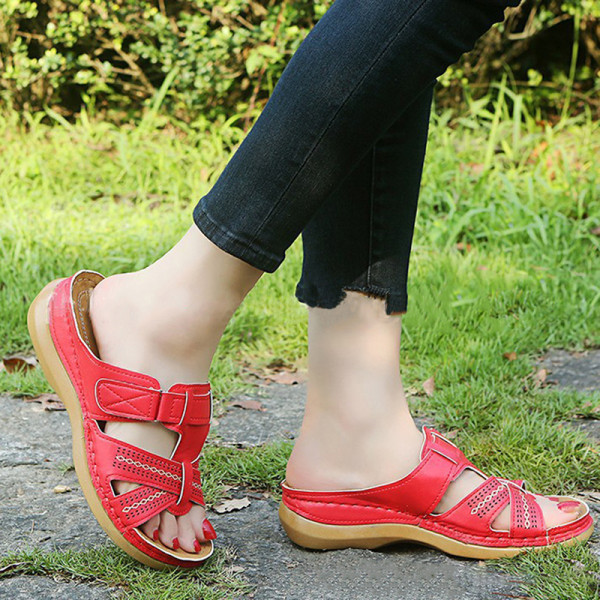 Kvinnor ortopedisk häl Slip On Sandaler med öppen tå sandaler Sho Blue 37