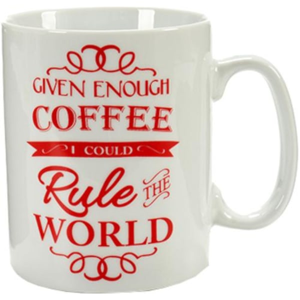kaffemugg Enough Coffee 500 ml porslin vit/röd