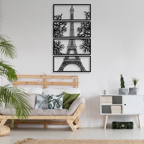 Väggdekoration - DEKORY - Eiffeltornet - Metall - 112 x 62 cm - 3D-effekt Matte svart
