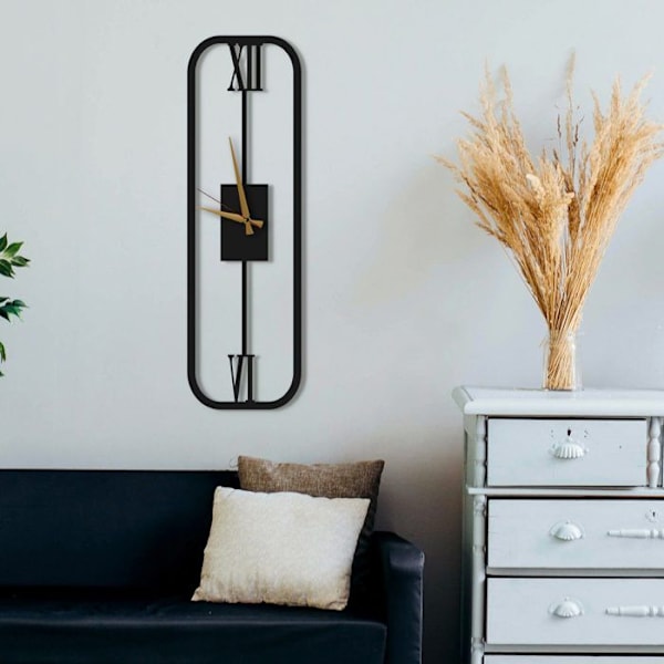 Dekory Elegant rektangulär metallväggklocka 60 cm