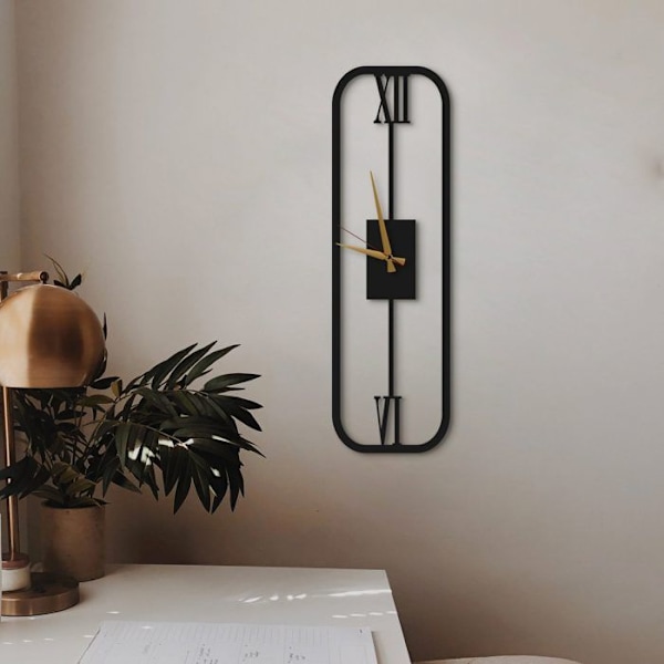 Dekory Elegant rektangulär metallväggklocka 60 cm