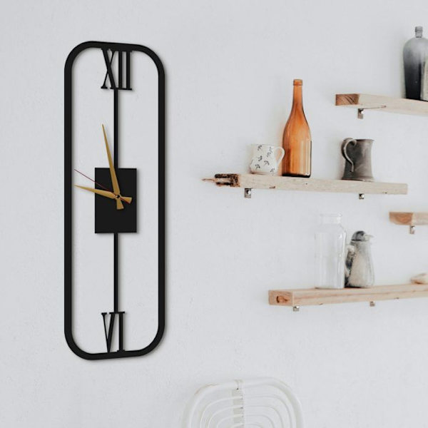 Dekory Elegant rektangulär metallväggklocka 60 cm