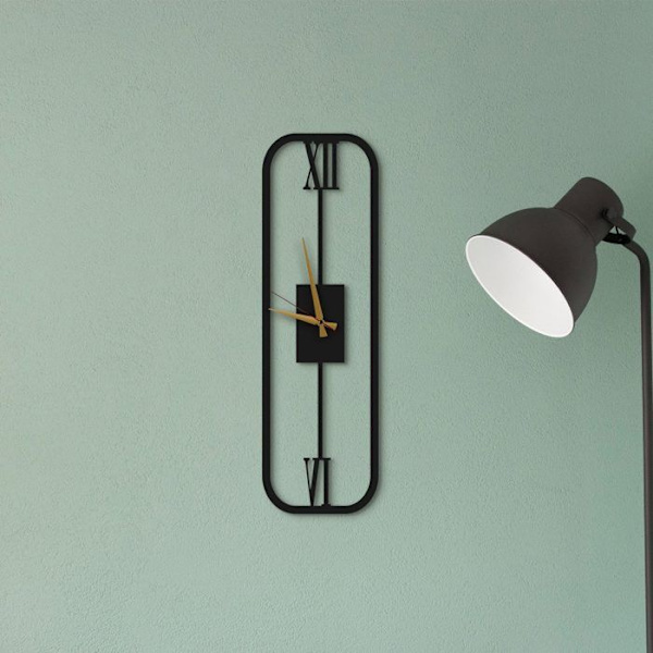 Dekory Elegant rektangulär metallväggklocka 60 cm