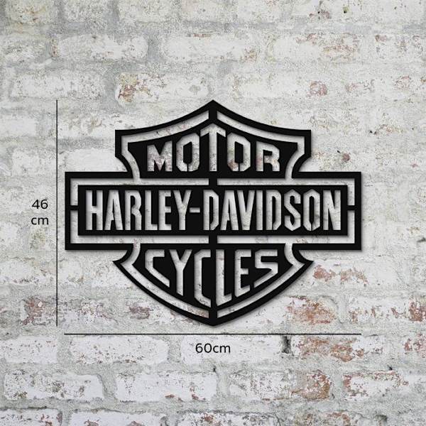 Metallväggdekoration - Harley Davidson - Motorcykel - 60x48 cm - Mattsvart - 3D-effekt Svart