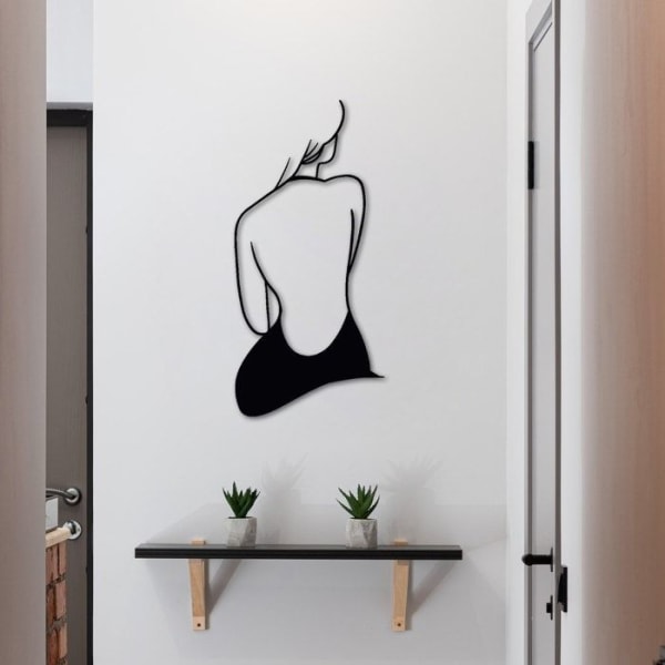 Backless Woman Silhouette - Metallväggdekor, metallväggkonst för kvinnor, abstrakt feminin metallkonst - 27x56 cm