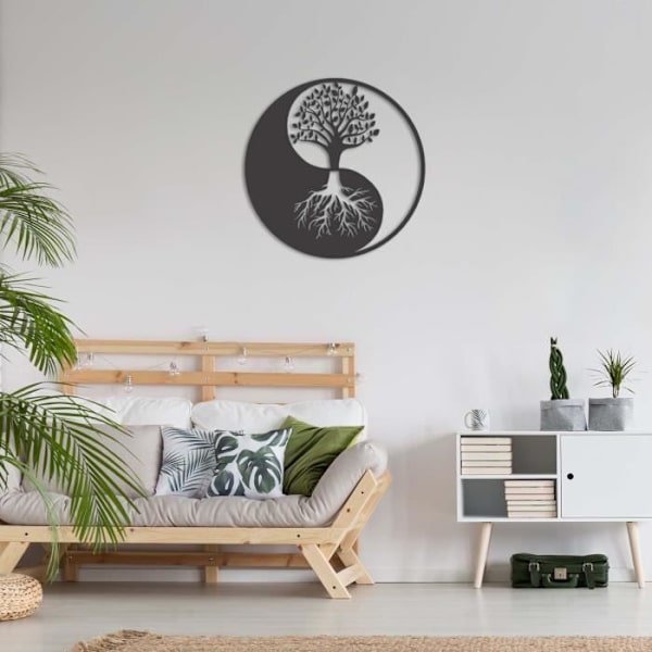 Metallväggkonst Livets träd Yin Yang, Metallväggkonst Livets trädcirkel, Livets träd väggkonst 50 x 50 cm