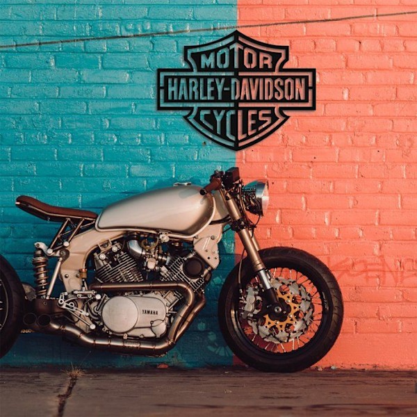 Metallväggdekoration - Harley Davidson - Motorcykel - 90x69 cm - Mattsvart - 3D-effekt Svart