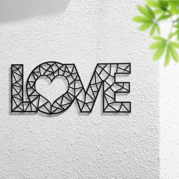 Kärlek Väggdekoration geometrisk form i metall, Line Väggkonst text Kärlek i metall, vägg art déco kärleksform 99 x 43 cm