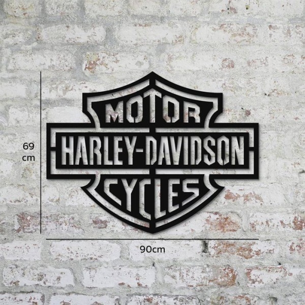 Metallväggdekoration - Harley Davidson - Motorcykel - 90x69 cm - Mattsvart - 3D-effekt Svart