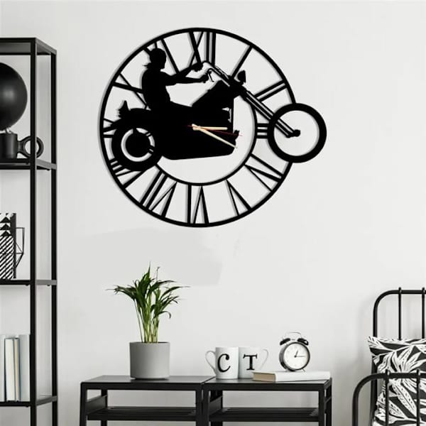 Dekory Metal Motorcykel Väggklocka 100 cm