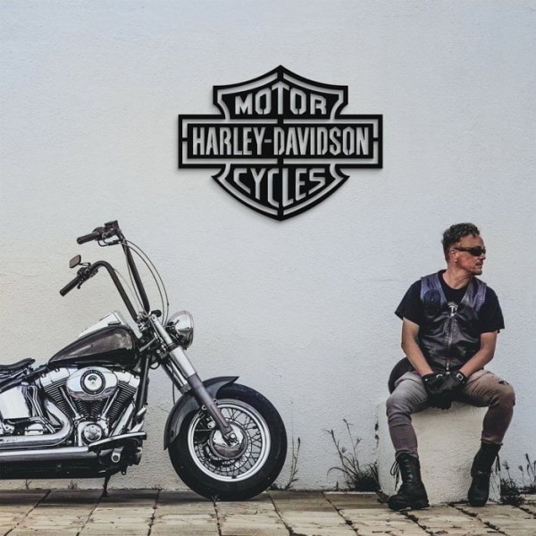 Harley Davidson Metall Väggdekor, Harley Motorcykel Väggkonst, Garagedekor - 50x38 cm