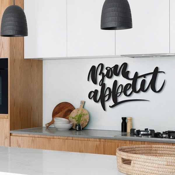 Väggdekoration - DEKORY - Bon Appétit - Svart metall - 40x27 cm - 3D-effekt Svart