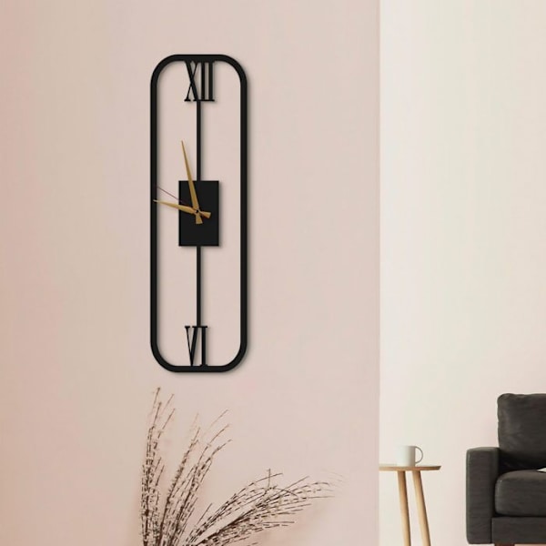Dekory Elegant rektangulär metallväggklocka 60 cm