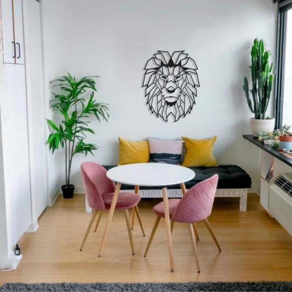 Metal Lion Head Dekoration, Lion Head Silhouette Wall Art - 48x61 cm Svart