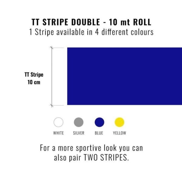 Självhäftande tejp - TT Stripe - 10 cm x 10 m - Blå - Högpresterande - Termoformbar
