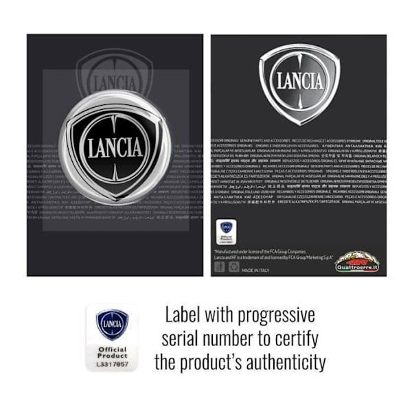 3D Lancia Official Logo Sticker Sort, Diameter 58 mm
