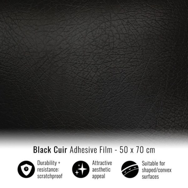 Självhäftande omslagsfilm för bilar, svart läder, 50 x 70 cm
