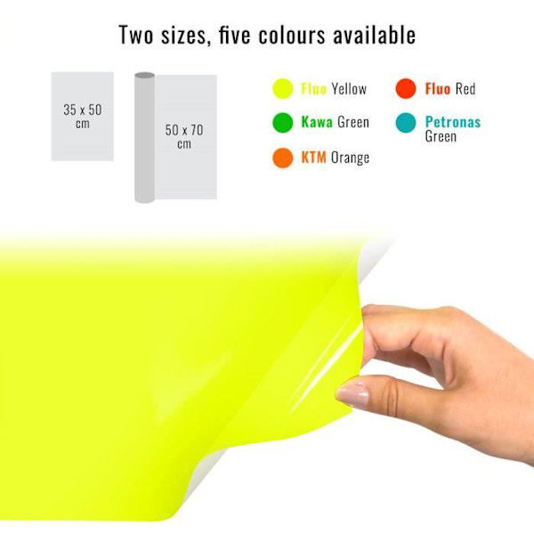 Filmadhesivinsv wrapping - Opecificeras inte - Neon Gul - 50 x 70 cm - Repeterad mot repor - Hög kvalitet