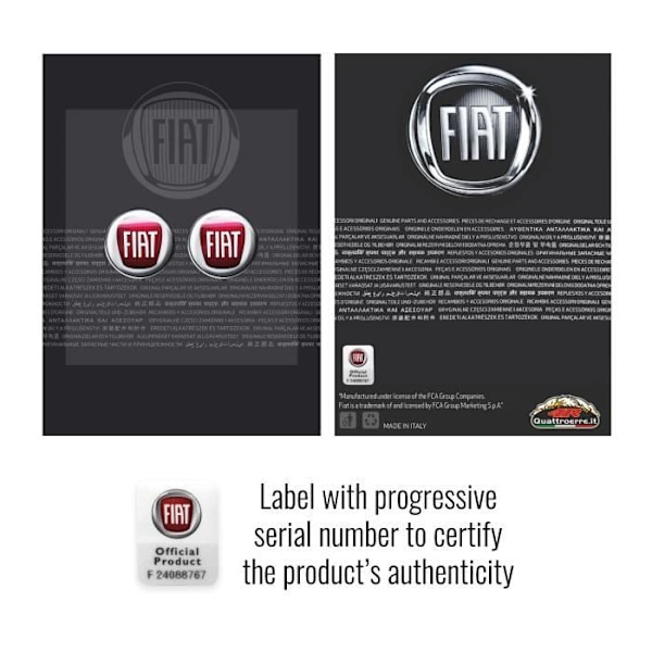 3D Fiat officielle logoklistermærke, diameter 21 mm, 2 stk