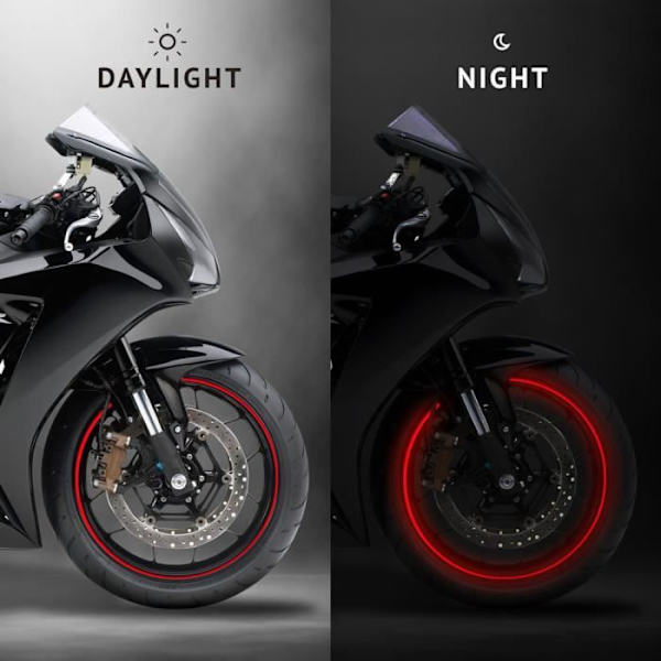 Reflekterande självhäftande remsor - Ej specificerat - 5 mm x 6 mt - Vit färg - För motorcykelfälgar - Sportigt utseende