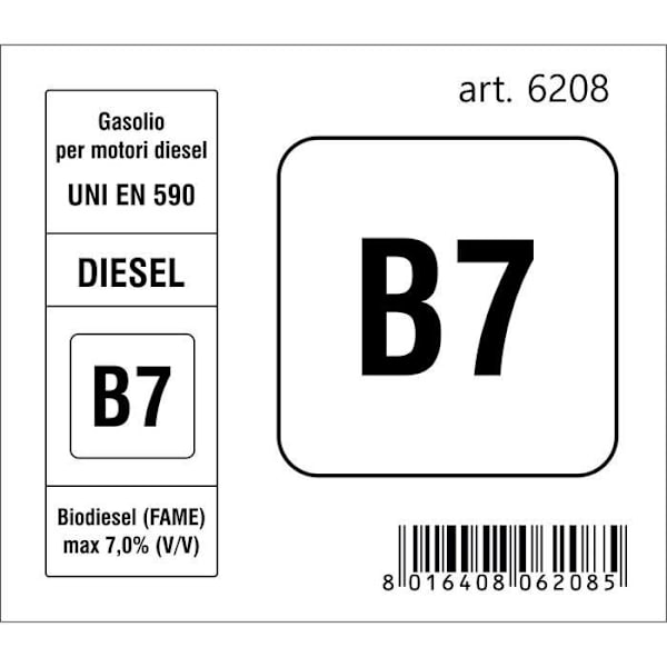 Dekal - Ej specificerat - Bränslekod B7 Diesel - 6,5 x 7,5 cm - Beständig - EU-kompatibel
