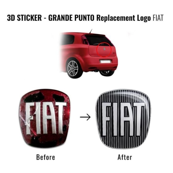 Fiat 3D Replacement Black Logo Sticker för Grande Punto, bak