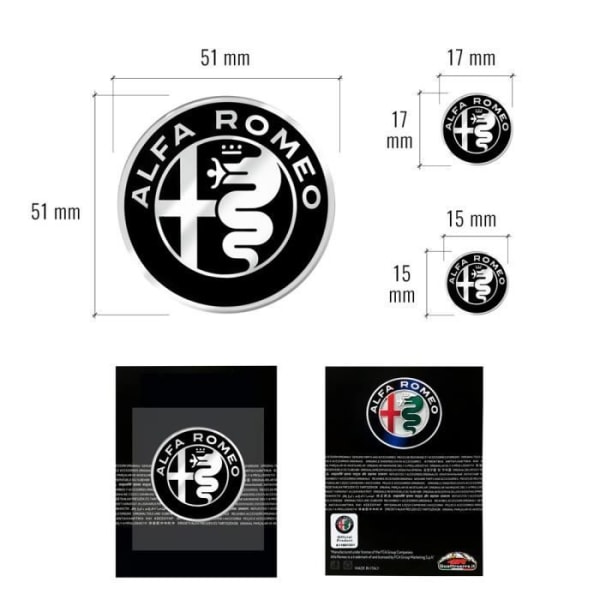 Alfa Romeo Kit 3 Logos Interiör Bildekaler Giulia Stelvio