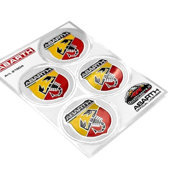 Officielt Abarth-klistermærke, 4 logomærker Diameter 48 mm