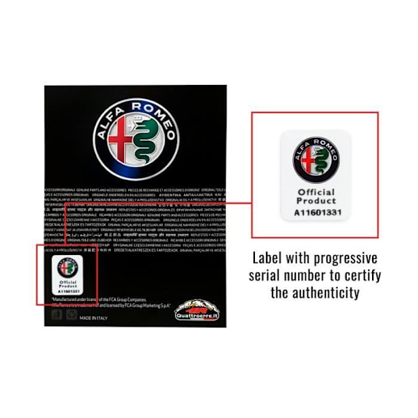 Självhäftande lapp - Alfa Romeo - Logotyp - 50 mm - Officiell produkt - 3M lim
