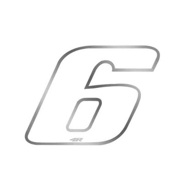 Autoklistermärke - Moto - Nummer 6 - Vit Krom - 100 x 130 mm - Garanterat grepp