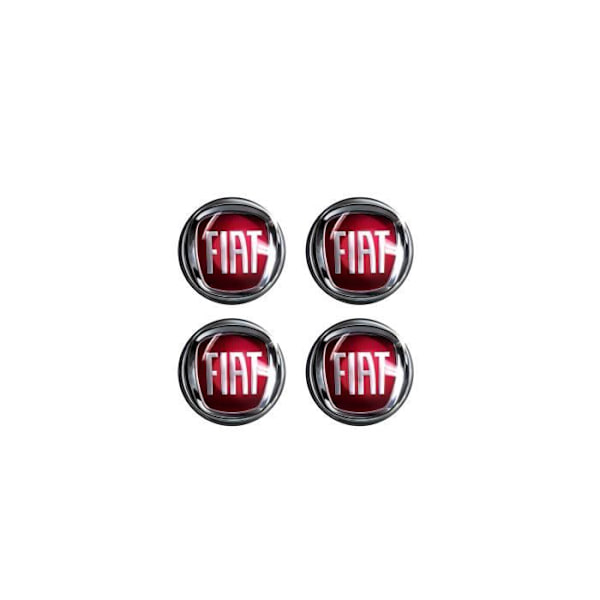 3D-dekal - Fiat - Officiell logotyp - Diameter 9 mm - 4 delar - Polyuretanharts
